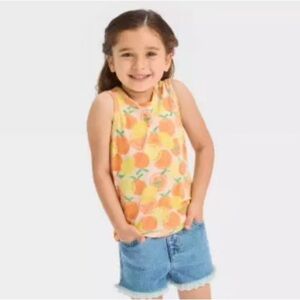 💕 Mix & Match 3 / $15 NWT Cat & Jack Girls Orange & Lemon Tank Top